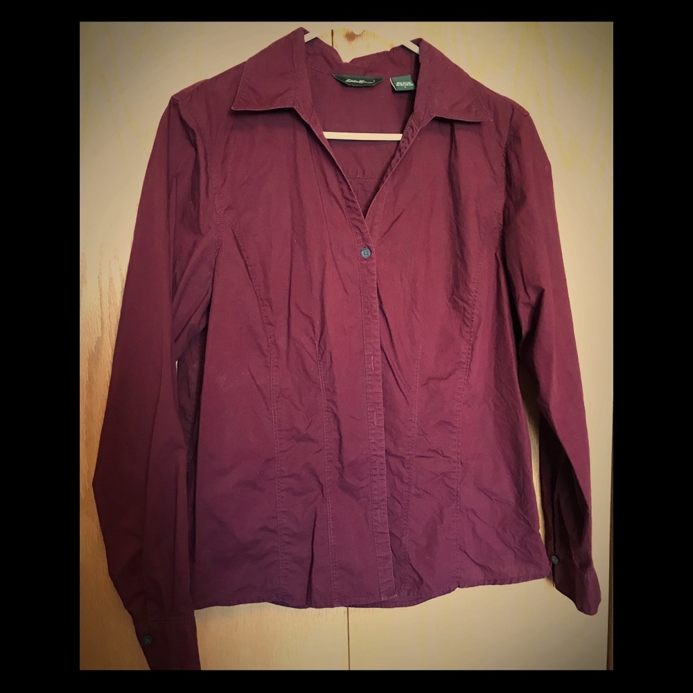 Eddie Bauer Burgundy Button Down